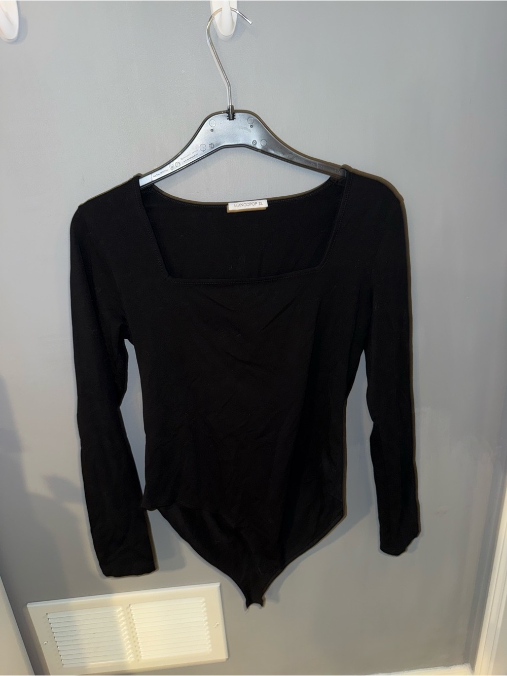 MANGOPOP Black Square Neck Long Sleeve Bodysuit XL